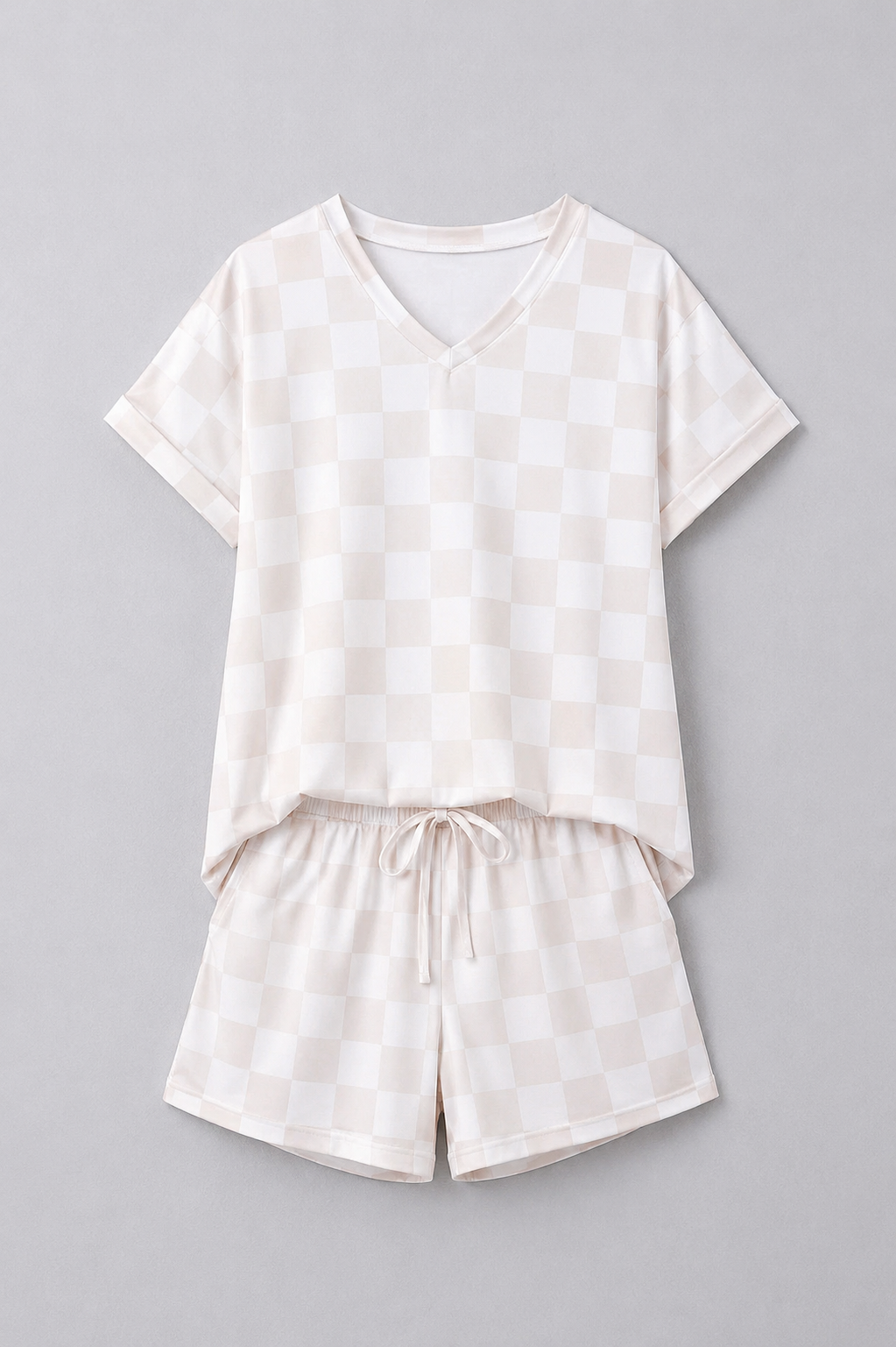 Cozy Check Beige Checkered Lounge Set
