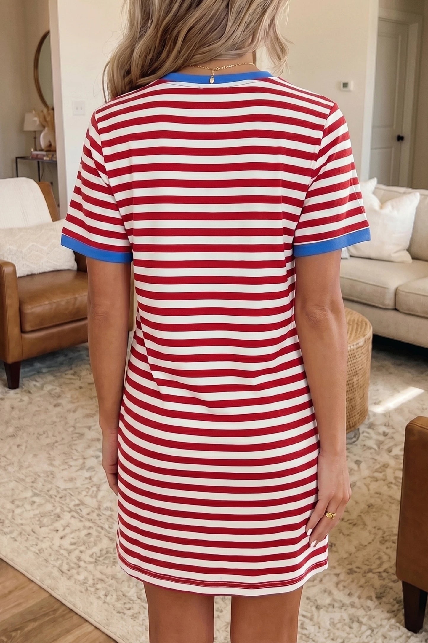 Red Nautical Tie Contrast Trim Mini Dress  "Pre-sale"