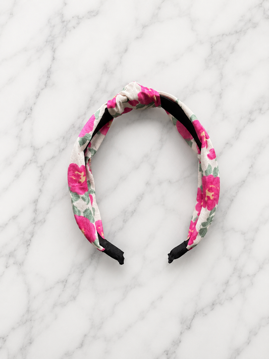 Pink/white Knot Rose Headband