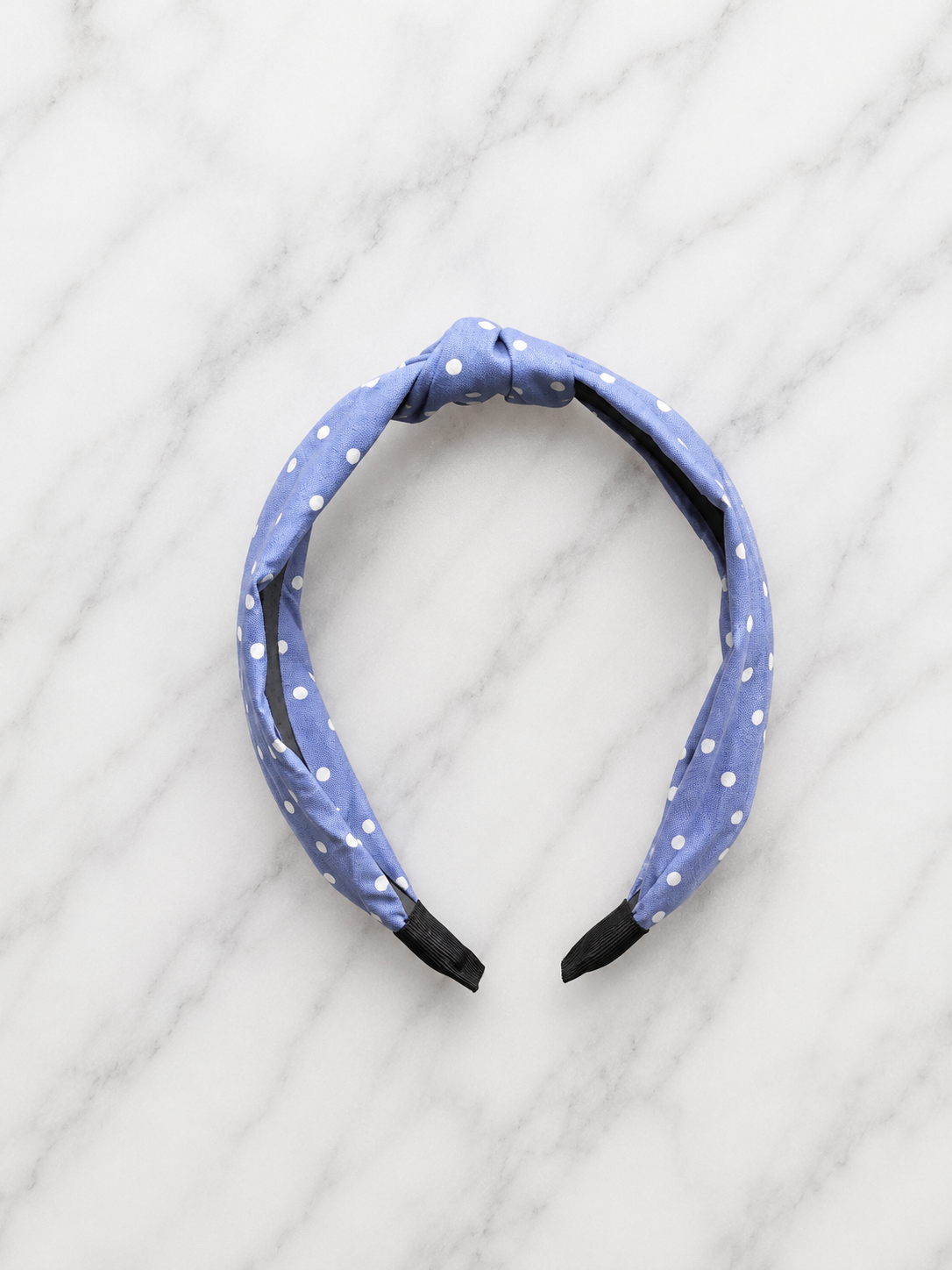 Blue & White Polka Dot Knot Headband